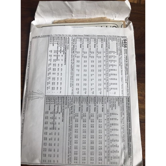 9456 McCALLS 2 Hour - Princess Seam DRESS - Sz 12/14/16 B 34-38" Uncut FF - Picture 2 of 3